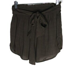 Shosho - Thin Elastic Waist Olive Brown Shorts - Small
